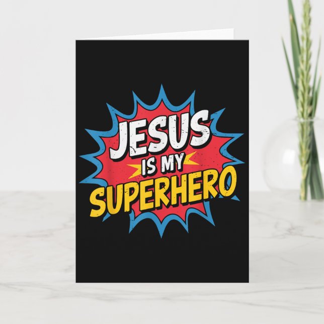 Toddler Jesus Is My Superhero Christian God Son Br Card (Front)