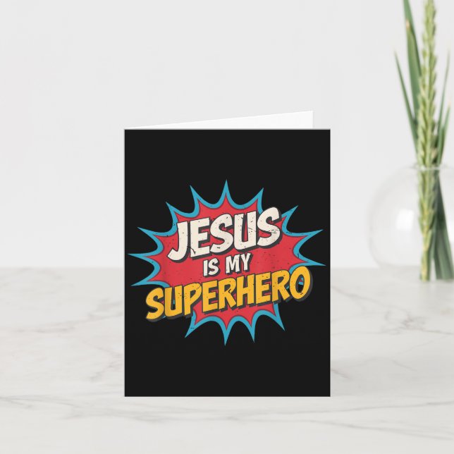 Toddler Jesus Is My Superhero Christian God Son Br Card (Front)