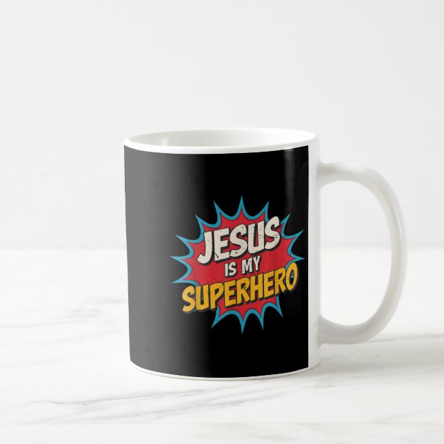 Toddler Jesus Is My Superhero Christian God Son Br Coffee Mug (Right)