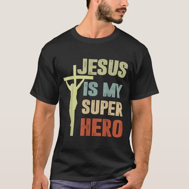 Toddler Jesus Is My Superhero Christian God Son Br T-Shirt (Front)