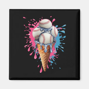 Toddler Kids Ice Cream Baseball Watercolor Sports Magnet