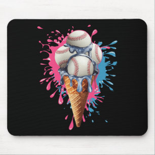 Toddler Kids Ice Cream Baseball Watercolor Sports Mouse Pad