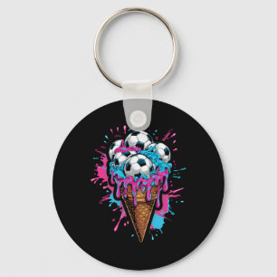Toddler Kids Ice Cream Soccer Watercolor Art Sport Key Ring