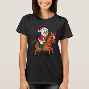 Toddler Kids Snowman Santa Hat Riding Horse Christ T-Shirt