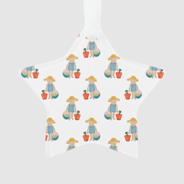 Toddler on Summer Beach Holiday Baby Girl Ornament (Front)