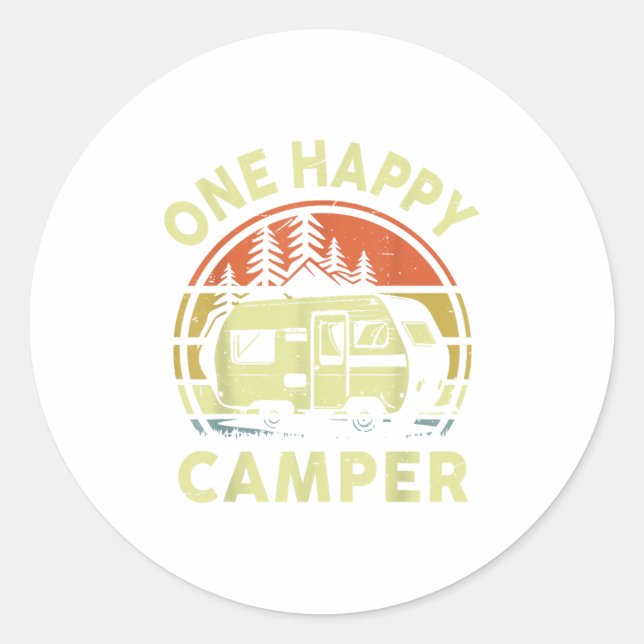 Toddler One Happy Camper Mum Dad Funny Rv Camping  Classic Round Sticker (Front)