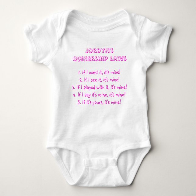 Toddler Ownership Laws - Jordyn Baby Bodysuit (Front)