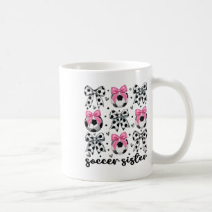 Toddler Sister Coquette Soccer Bow Cute Soccer Sis Coffee Mug