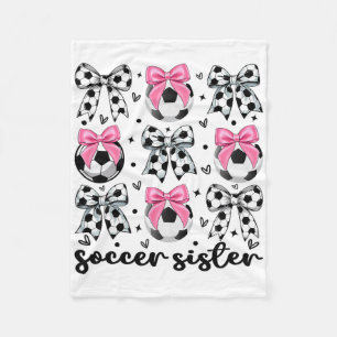 Toddler Sister Coquette Soccer Bow Cute Soccer Sis Fleece Blanket