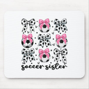 Toddler Sister Coquette Soccer Bow Cute Soccer Sis Mouse Pad
