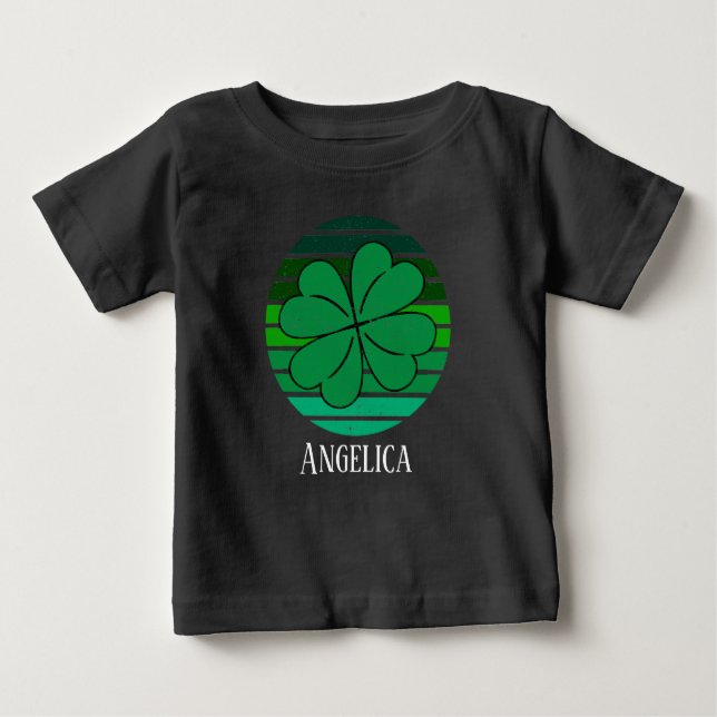 Toddler St. Patrick's Day Name 4 Leaf Clover Retro Baby T-Shirt (Front)