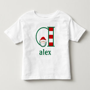 Toddler Striped Santa Christmas Shirt monogram a