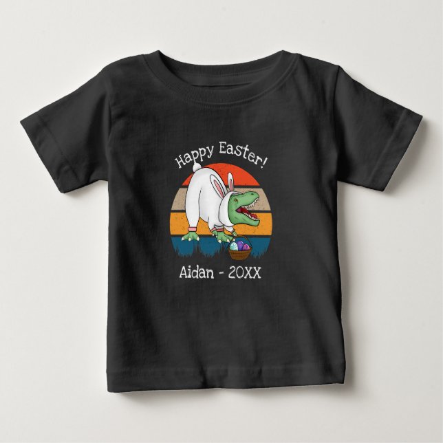 Toddler T-Rex in Easter Bunny Costume Egg Hunt Baby T-Shirt (Front)