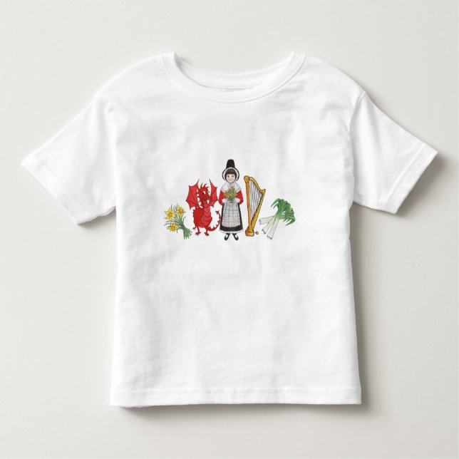 Toddler T-shirt: Welsh Daffodils Dragon Leeks Harp Toddler T-Shirt (Front)