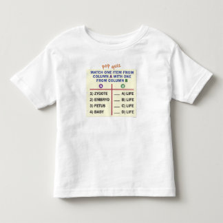 Toddler t-shirt with a quiz.