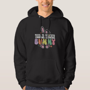 Toddler Teacher Bunny Easter Day Groovy Family Mat Hoodie