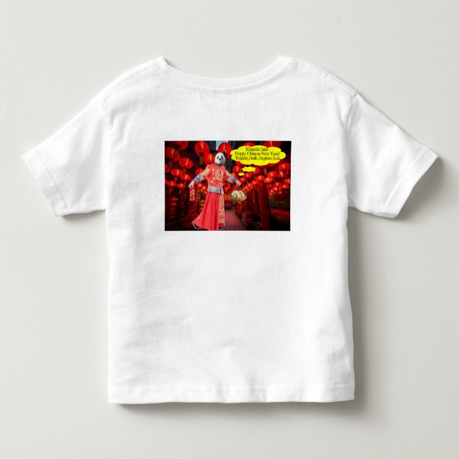 toddler tee.  Happy Chinese New Year.  panda/man T-Shirt (Back)