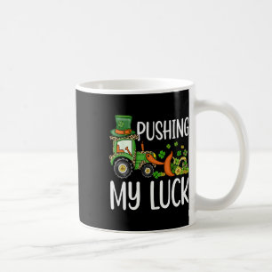 Toddlers Boys Kids Pushing My Luck Tractor St Patr Coffee Mug