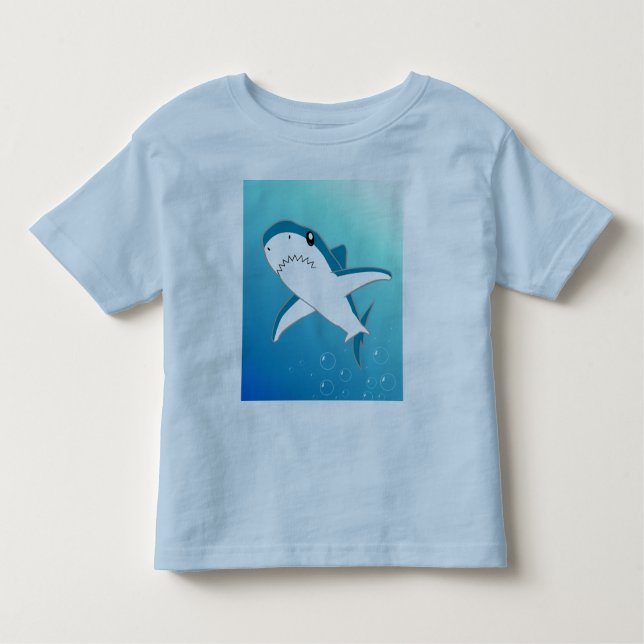 Toddlers Cartoon Shark T Shirt (Front)