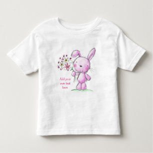 TODDLERS T-SHIRT Cute pink rabbit + custom text