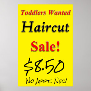 Toddlers Wanted Haircut Sale Beauty Salon Poster