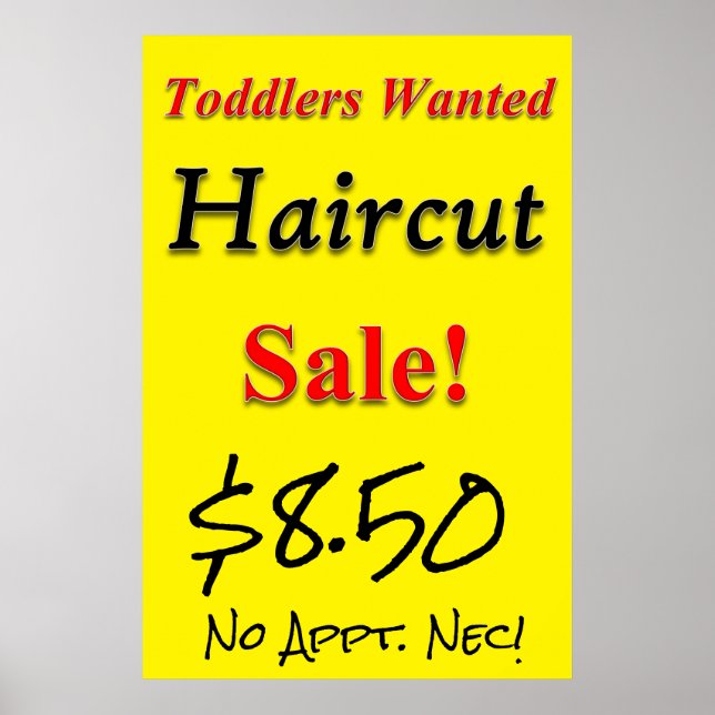 Toddlers Wanted Haircut Sale Beauty Salon Poster (Front)