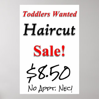 Toddler's Wanted Haircut Sale Beauty Salon Poster