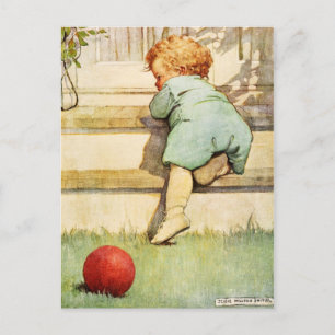 Toddling Baby Boy and Red Ball Postcard