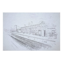 Todmorden Railway Station Sketch, Vintage Style