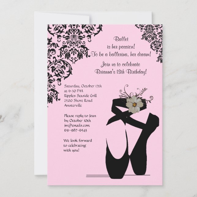 Toe Shoes With Black Lace Invitation (Front)