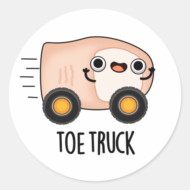 Toe Truck Funny Anatomy Body Parts Pun  Classic Round Sticker (Front)