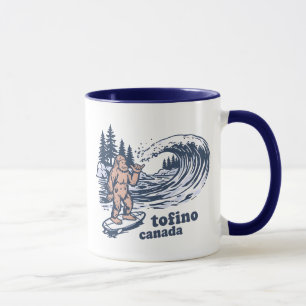 Tofino BC Canada Cute Surfing Funny Bigfoot Mug
