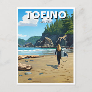 Tofino Canada Surfer on Beach Travel Postcard