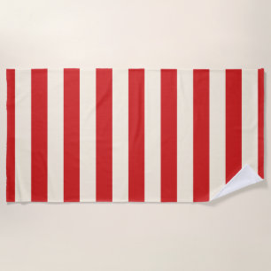 Tofu Cream Postbox Red Stripes Beach Towel