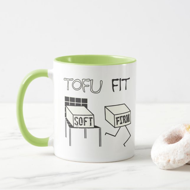 Tofu Fit Funny Running Tofu Soy themed Mug (With Donut)