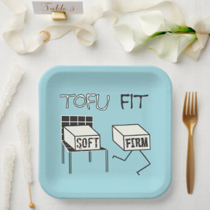 Tofu Fit Funny Running Tofu Soy themed Paper Plate