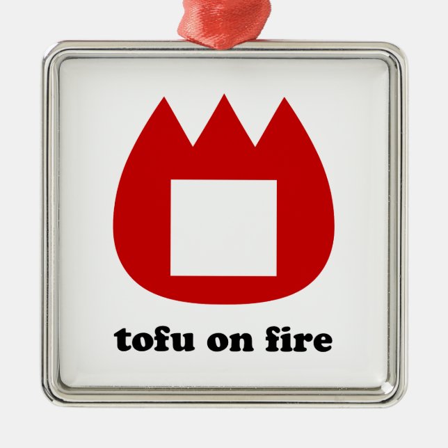 📛 tofu on fire metal ornament (Front)
