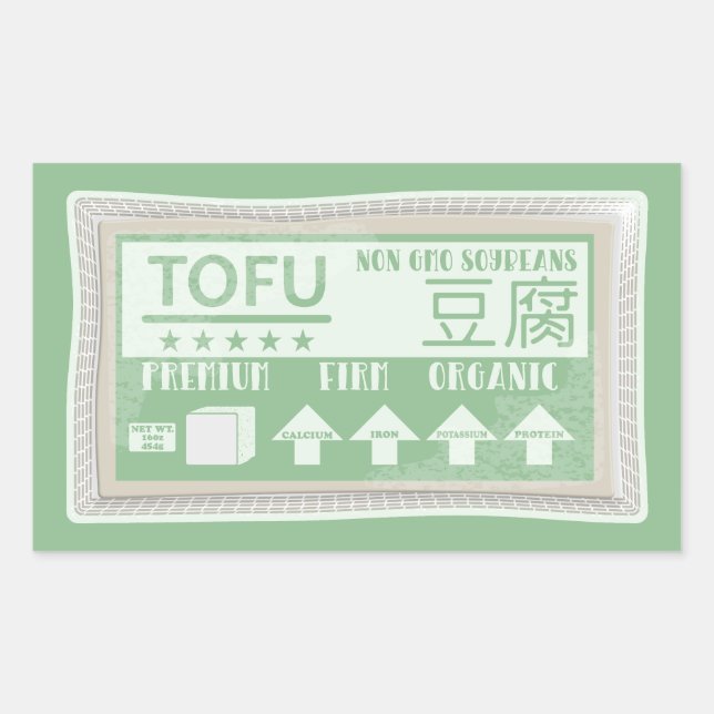 Tofu Vegan Vegetarian food Rectangular Sticker (Front)