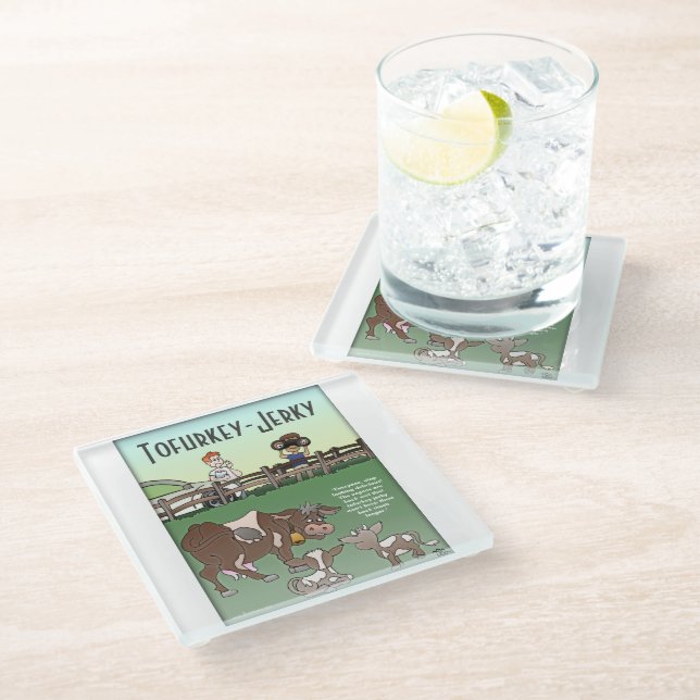 Tofurkey Jerky Glass Coaster (Angled)