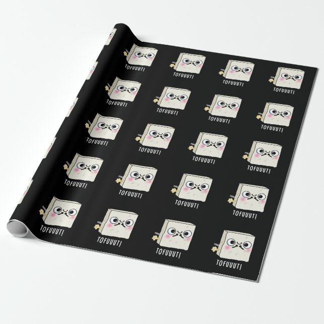 Tofuuut Funny Farting Tofu Pun Dark BG Wrapping Paper (Unrolled)