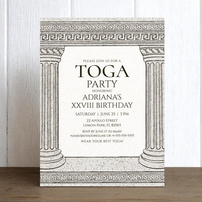 Toga Party Birthday Invitation with Roman Theme (Creator Uploaded)