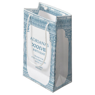 Toga party with Greek meander pattern and columns  Small Gift Bag