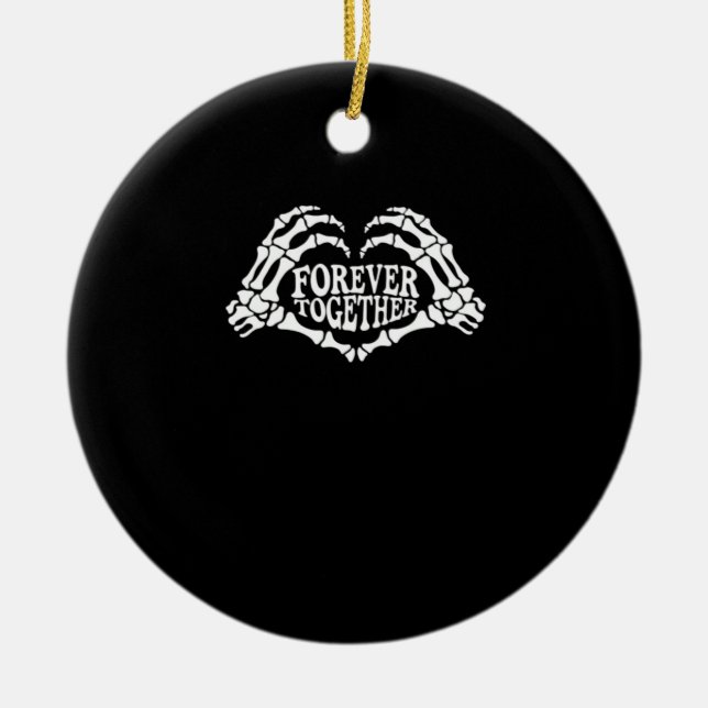 Together A Heart Made Of Skeleton Hands Classic Ceramic Ornament (Front)