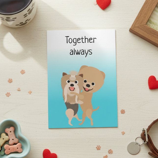 Together Always Cute Love Dog Anniversary Card (Creator Uploaded)