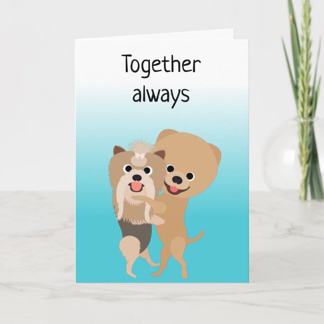 Together Always Cute Love Dog Anniversary Card (Front)