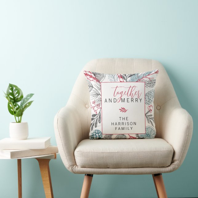 Together and Merry Holiday Greenery Family Cushion (Chair)