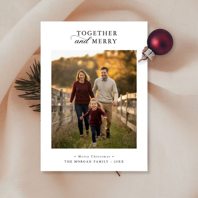 Together and Merry Rustic Family Photo Christmas Holiday Card (Creator Uploaded)