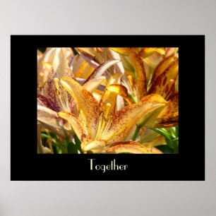 Together art prints Orange Lily Flowers Floral art