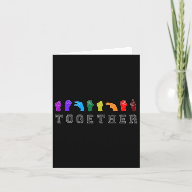 Together Asl Sign Language Handsigns Lgbt Awarenes Card (Front)