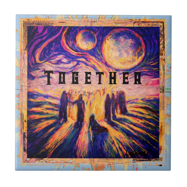 Together by the fire Mystical Ceramic Tile (Front)